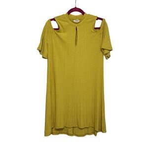 Umgee Chartreuse Cold Shoulder Tunic, Large